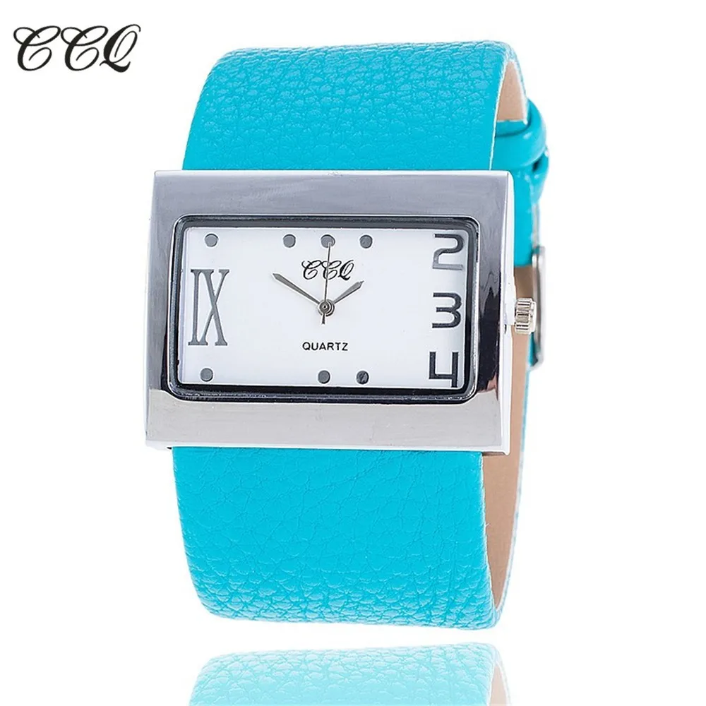 

CCQ New Fashion Leather Women Watch Casual Rectangle Dial Quartz Wrist Watch Relogio Feminino Valentine Gift 1859