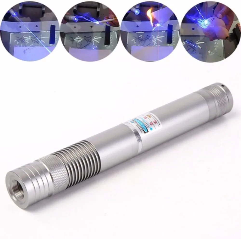 أقوى 450nm 500000 متر الليزر القلم التركيز مؤشر الليزر الأزرق قوية ورق السجائر حرق الليزر الشعلة مع 5 نجوم رؤساء