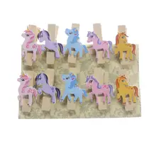 10 шт. Единорог Деревянный DIY фото клипы ручной работы мультфильм Единорог дерево фото зажим Единорог Декор поставки
