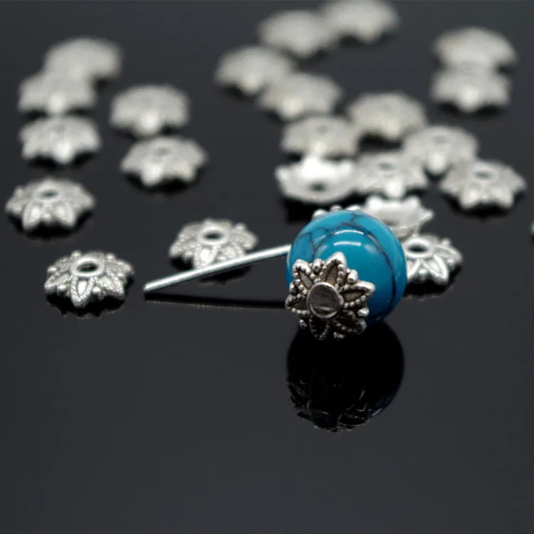 100pcstibetan Style Silver Plated Flower Metal Bead Caps 7mm Filigree