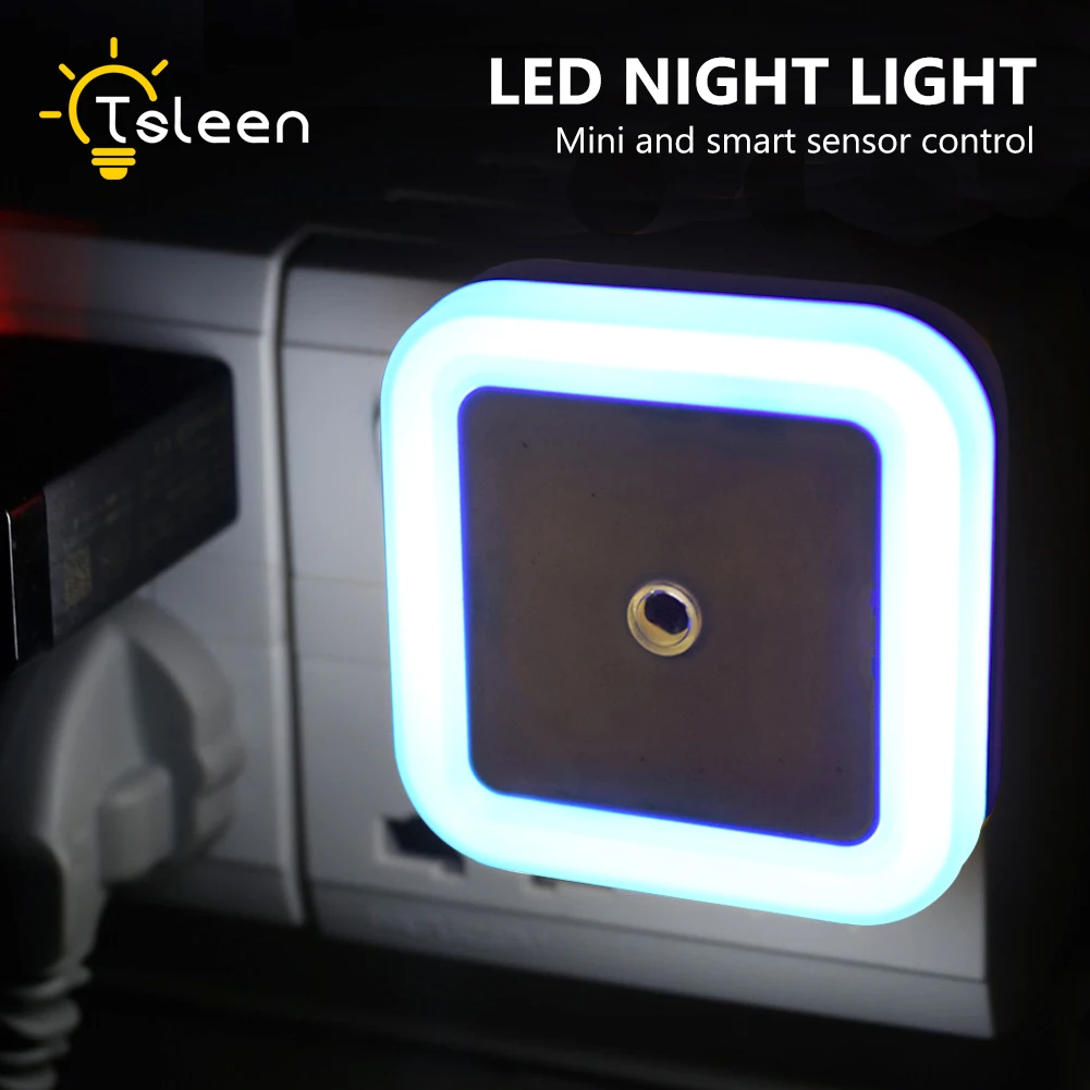 

LED Night Light Lamp Lux Sensor Control Auto Baby Room Bedroom Automate Wall Bedside Light 4 Colors EU US Plug Wall Lamp
