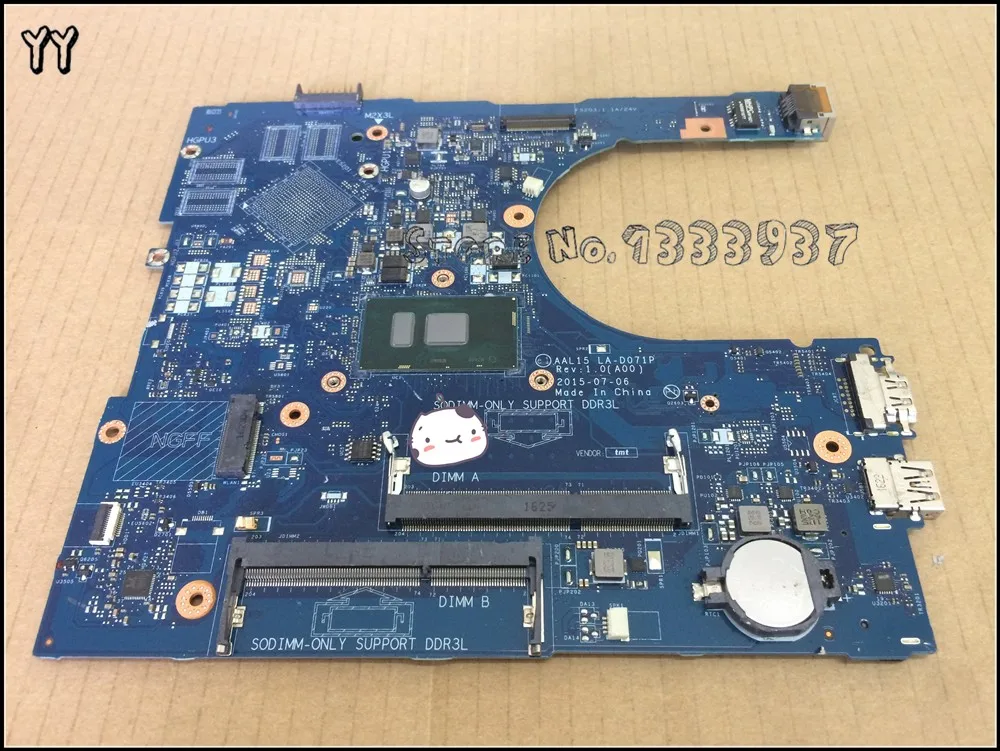 AAL15 LA-D071P для DELL Inspiron 15 5559 5459 5759 материнская плата для ноутбука SR2EU с I3-6100U материнская плата для процессора