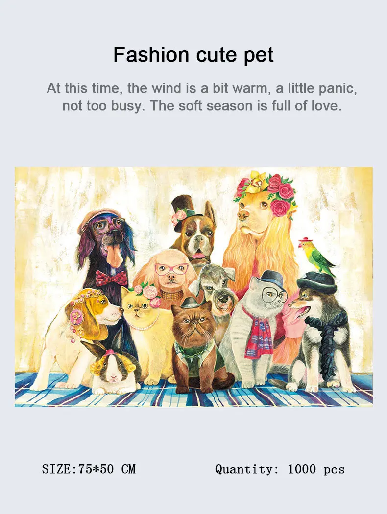 

Paper Jigsaw Puzzle 1000 Pieces Cute Animal Adult Antistress Child Learning Educational Puzzle DIY Toys Kids Gifts