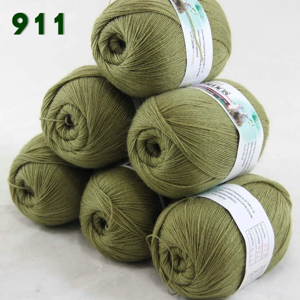 Lot of 6 Skeins Fine Lace Soft Wool Acrylic Cashmere Yarn Knitting Moss