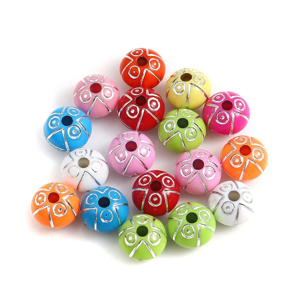 

DoreenBeads Acrylic Beads Round At Random Colorful Jewelry DIY Findings About 10mm( 3/8") Dia, Hole: Approx 2.2mm, 300 PCs