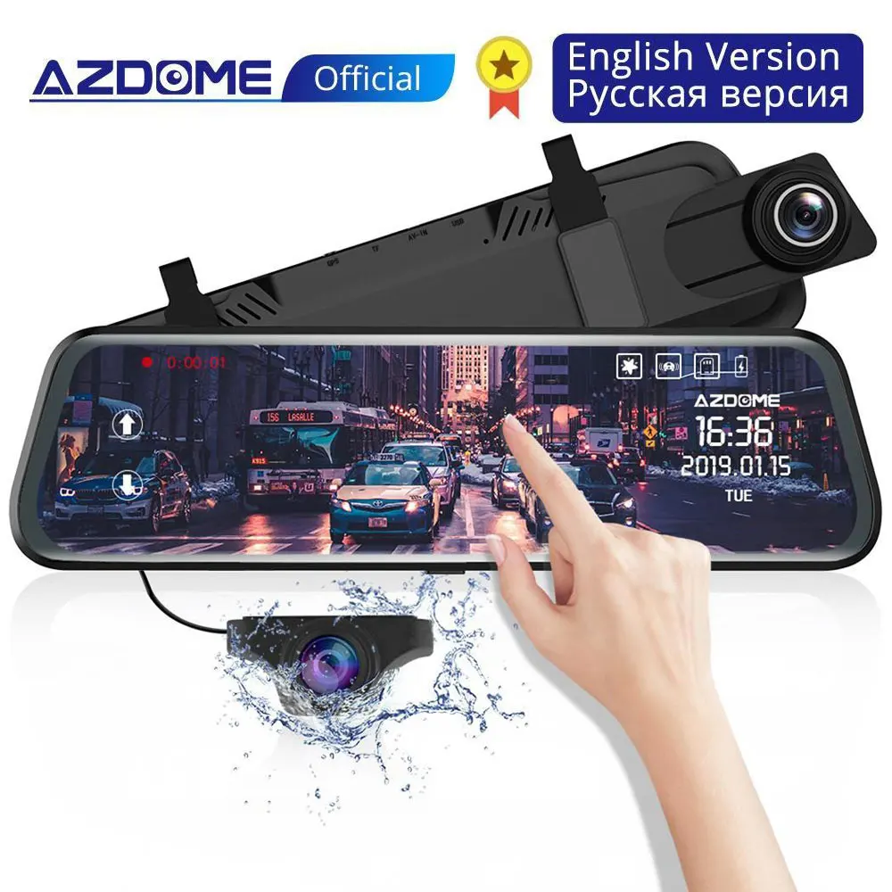 

AZDOME Car DVR Rear Mirror Cam 1080HD Loop Recording Dash Cam Car Camera Parking Monitoring Night Vision Driving Recorder