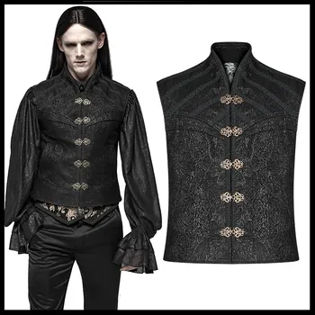 

PUNK RAVE Men Gothic Gorgeous Stand Collar Vest Fashion Evenin Party Male Punk Vest Stage Perform Costume