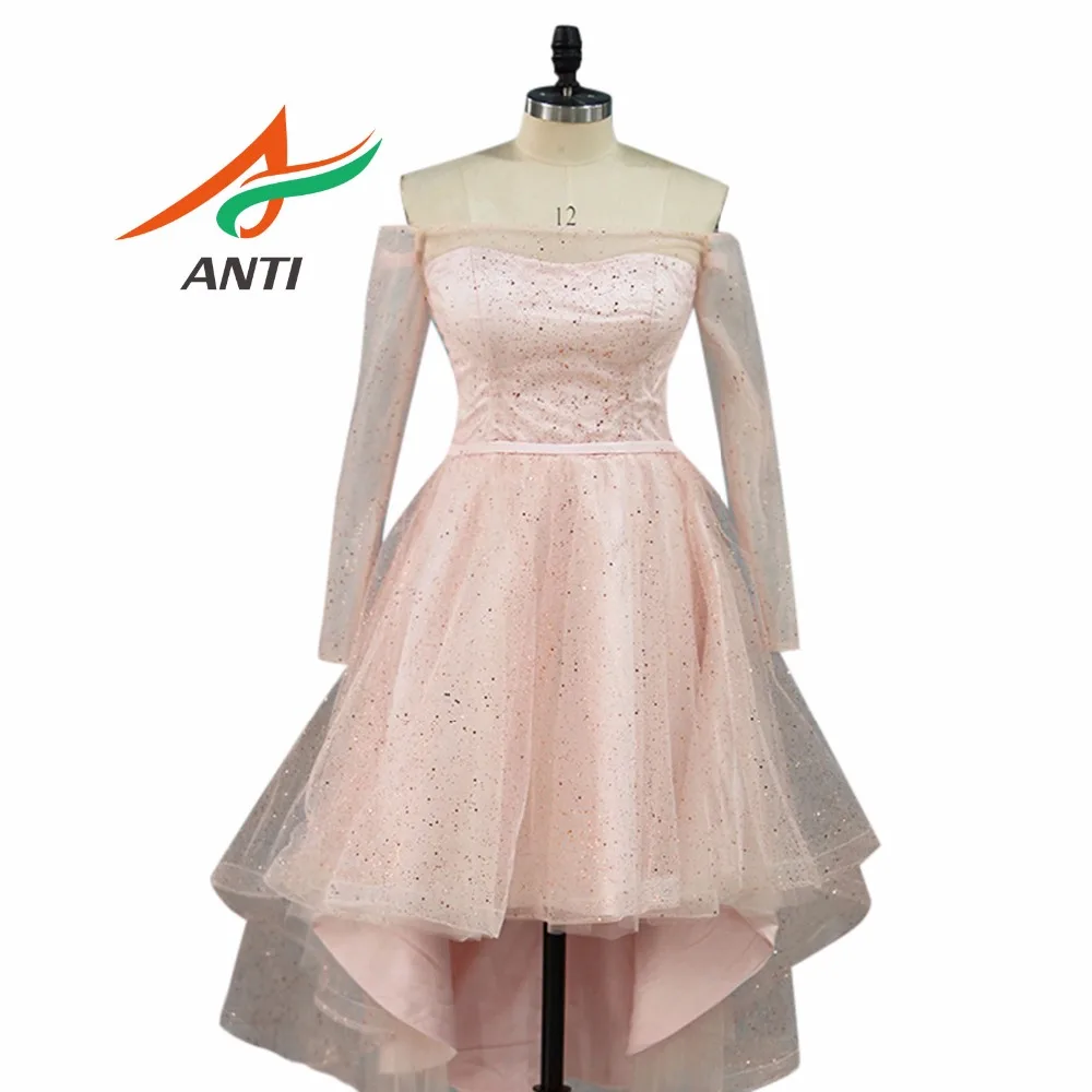 

ANTI 2019 Elegant Strapless Homecoming Dresses Sequin A-Line Above Knee, Mini vestido 15 ano curto Cheap Pink Party Gowns ZGL239