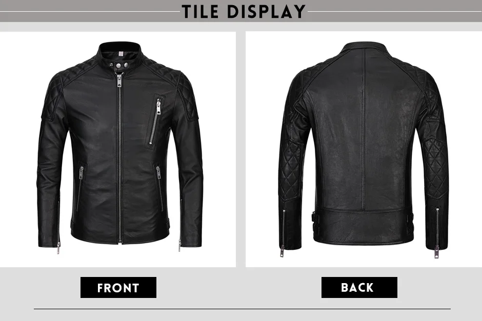 Brand New Cow Leather Jacket Men Designer Luxury Moto&biker Leather Jacket Young Fashion Real Genuine Leather Coat Men