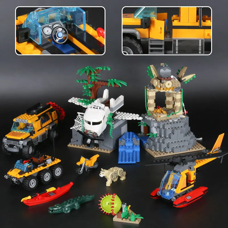 

Lepin 02061 Genuine 870Pcs City Series The Jungle Exploration Site Set 60161 Building Blocks Bricks boys girls legoINGlys gift