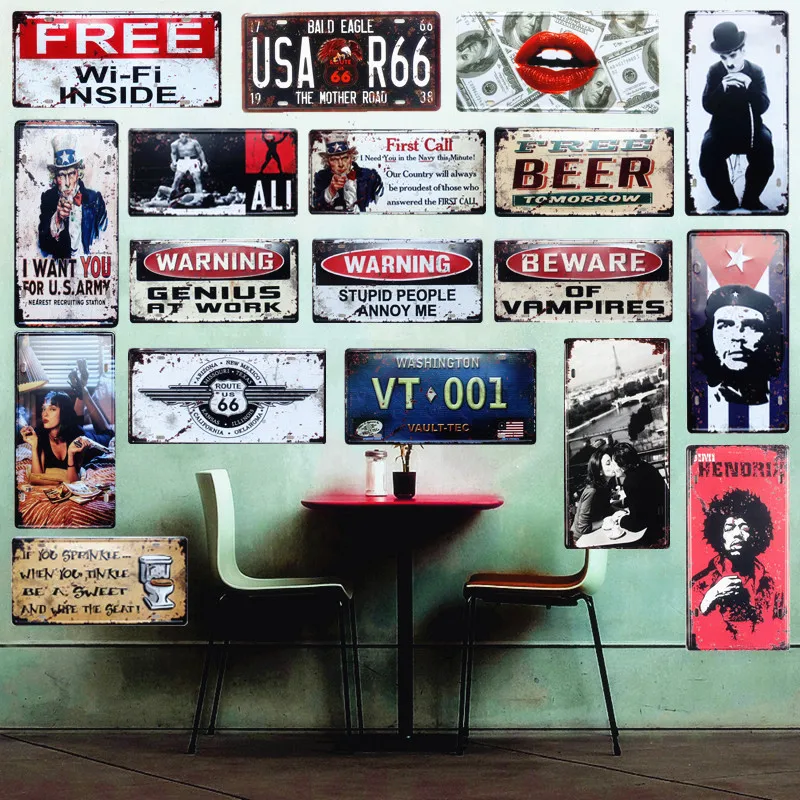 

24 Styles Plaque Vintage ART Metal Decorative License Plates Garage Pub Home KTV Decor Iron Movie Signs Mix Order 15X30CM N120