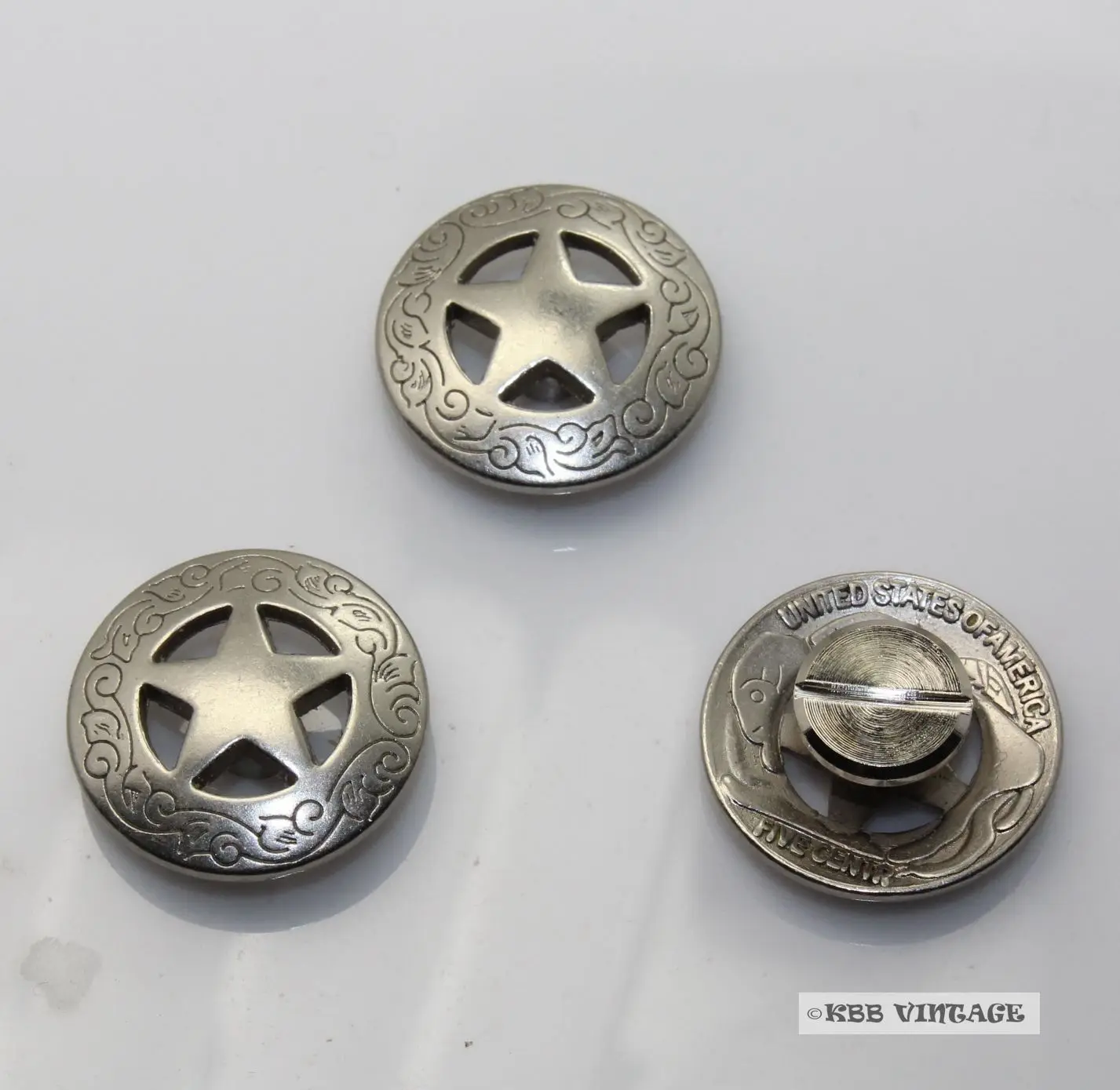 Sterling Concho Star stamped 19mm