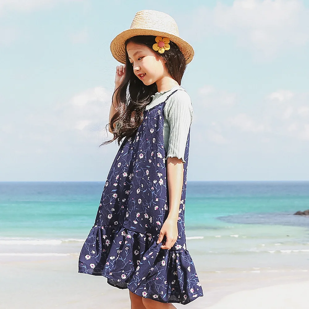 

Girls dress Korean dress Suihua two sets of 2018 children in a burst of summer flounced wholesale