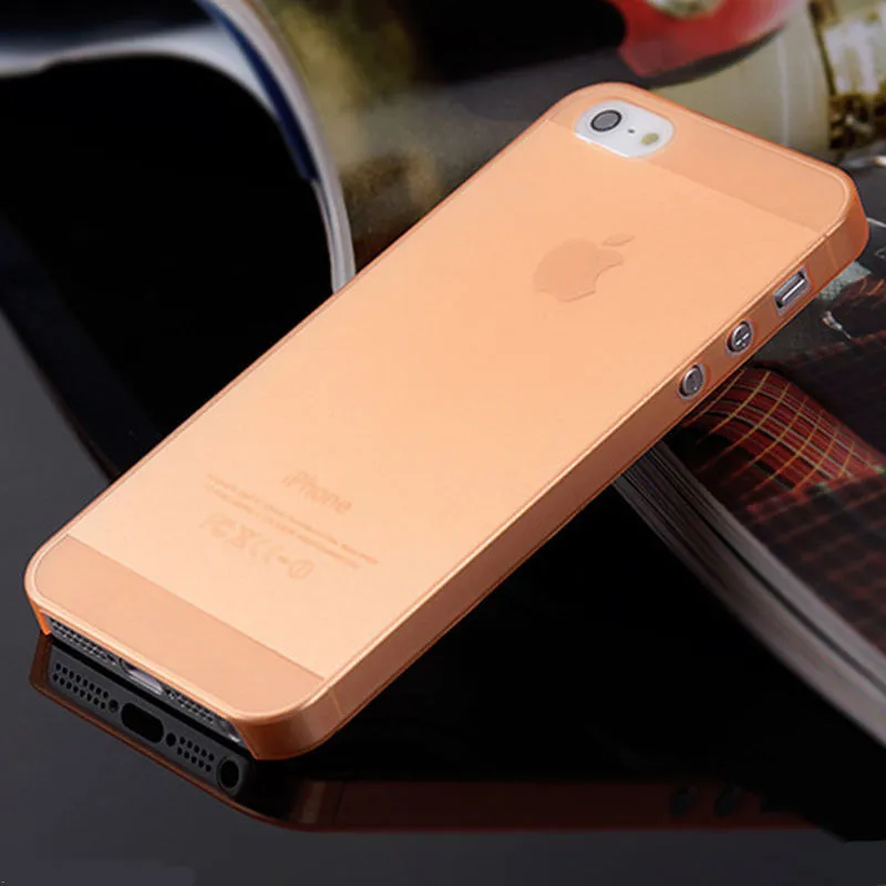 Ультратонкий чехол для iphone 5, 5S, se, 5c, 6, 6s plus, 7, 7, 8 plus, 4S, тонкий матовый прозрачный чехол для iphone X, жесткий пластиковый тонкий чехол s - Цвет: Оранжевый