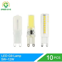 GreenEye 10Pcs Dimmable COB 220V LED G9 Bulb 5W 7W 9W 10W 12W LED Lamp G9 Replace Halogen SMD 2835 3014 Ampoule Lampara Lampada
