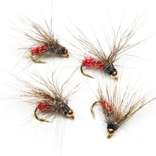 

ICERIO 8PCS Copper bead head with shiny body Dry Fly Flies Rainbow Trout Bass Perch Fly Fishing Lures #12