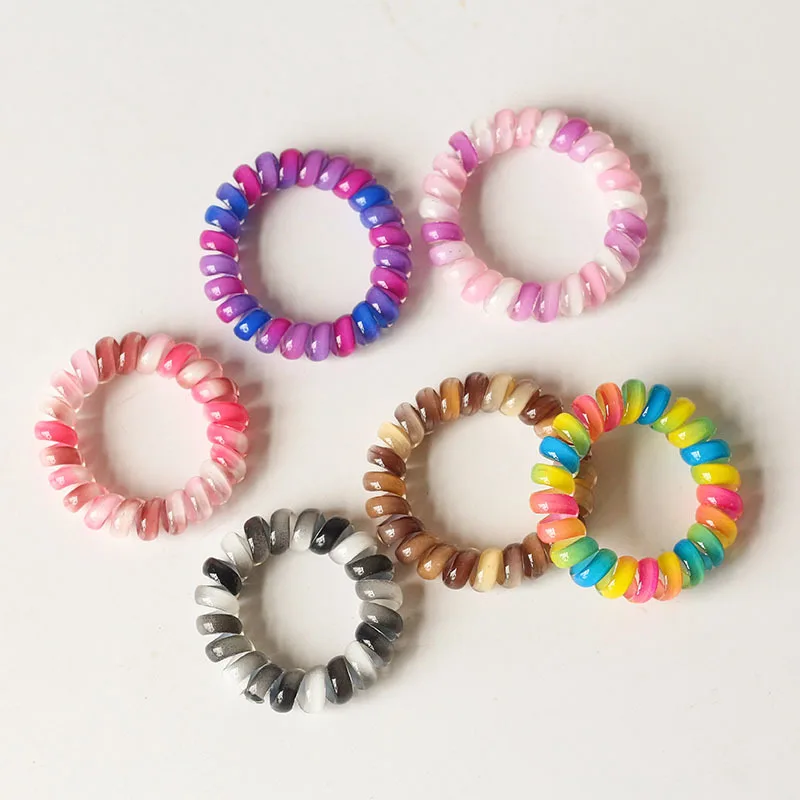 (10 Pieces/lot) Korean Hair Accessories Simple Gradient Color Hair Ring Pony Tail Rope Girl Color Phone Cord Hair Bands