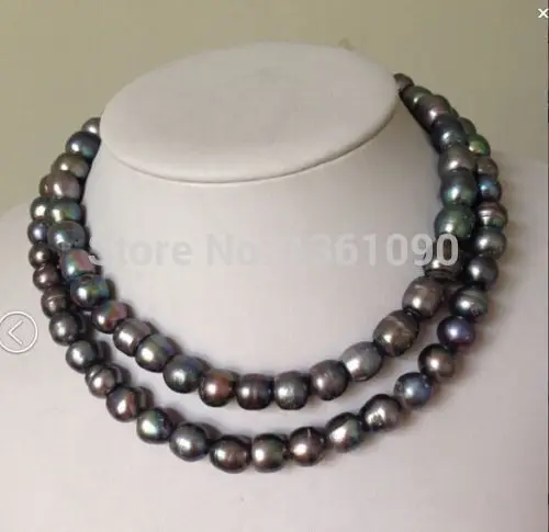 

000470 baroque 12-13mmtahitian black red greenmulticolor pearl necklace 34'' AAA