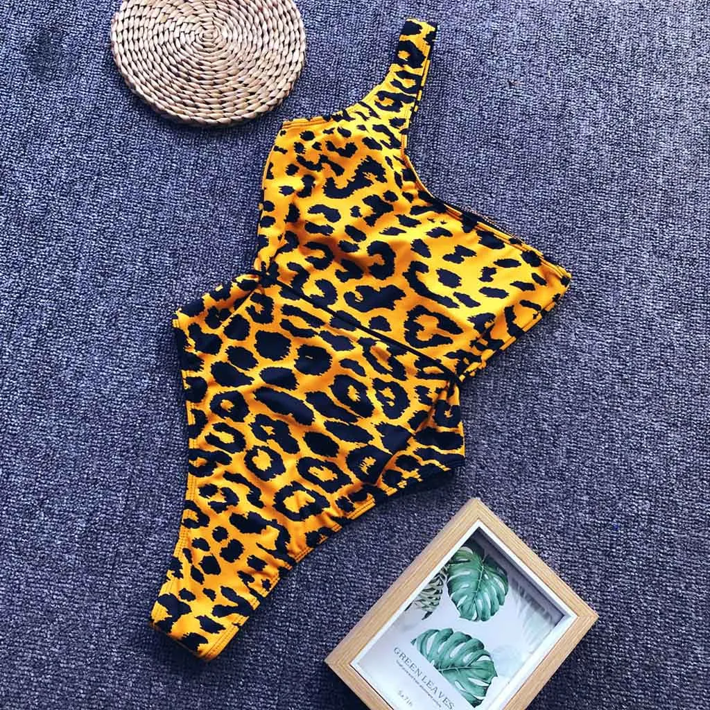 Сексуальный цельный купальник Женская мода лето леопардовый бикини пуш-ап купальные костюмы с подкладкой Повседневный купальник пляжная одежда хит