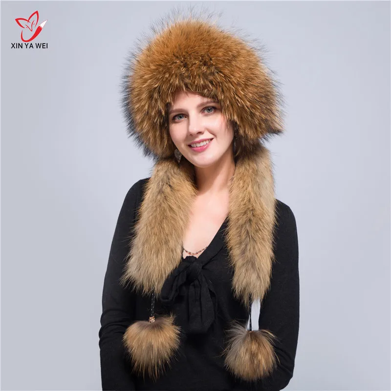 

Hot Sale Fur Hat For Women Natural Fox Fur Russian Ushanka Hats Winter Thick Warm Ears Fashion Bomber Cap New Arrival