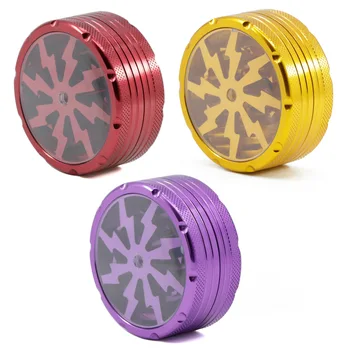 

New Lightning 50MM 2Layer Aluminum Alloy Tobacco Herb Grinder Mill Smoke Spice Crusher Smoke Hookah Pipe Accessories Wholesale