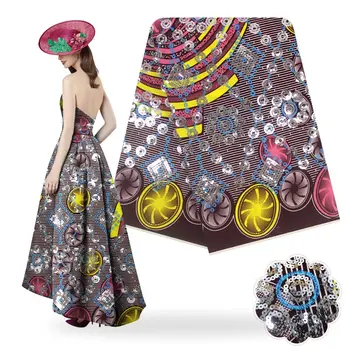 

2019 high quality Sequin embroidery 100% cotton africain tissu wax ankara african wax print fabric for dress SH190415s