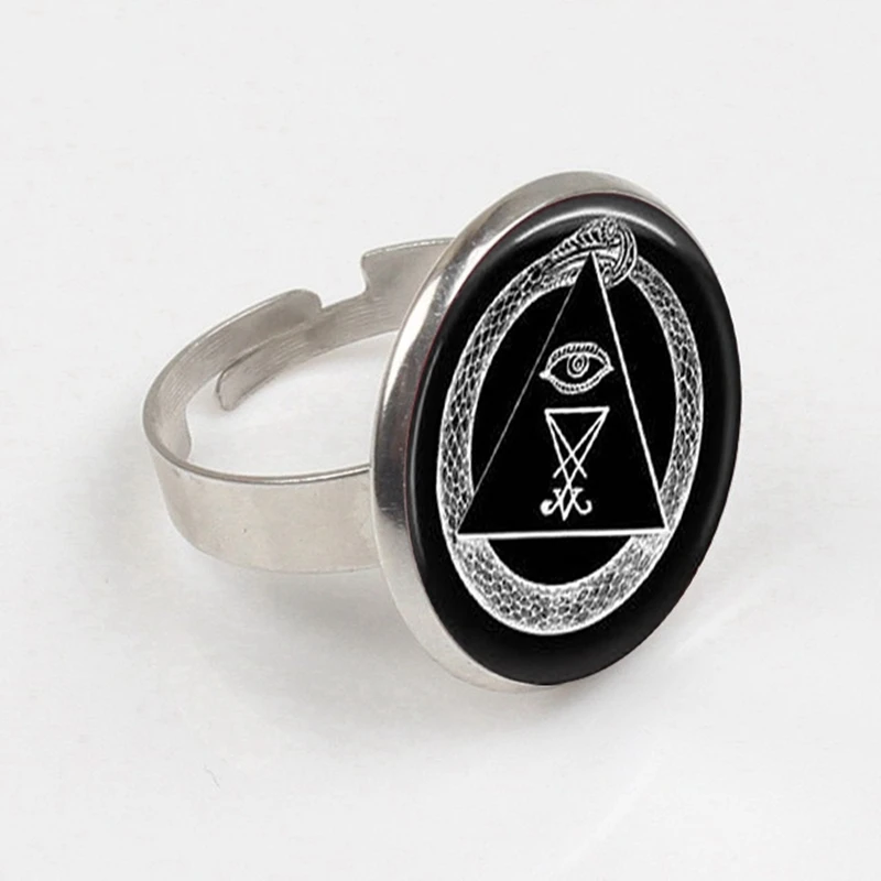 

2019 New Arrival Illuminati ring Satanism Satanic Baphomet Freemason Lilith Pentagram ring Art Photo ring