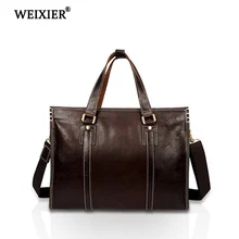 WEIXIER сплошной цвет натуральная кожа большой емкости высокого качества Деловые люди мягкий мужской Изысканный Классический дизайн сумки
