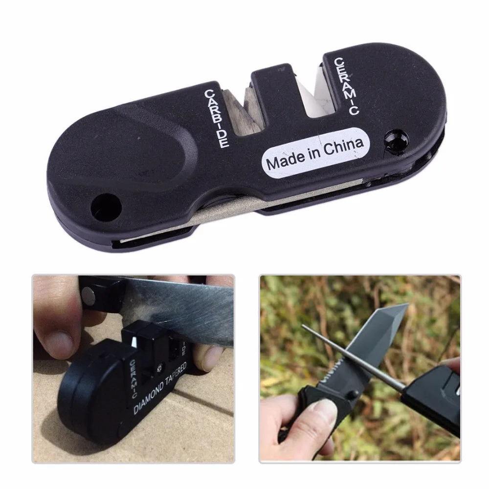 New Outdoor Pocket EDC Folding Knife Sharpener Ceramic Carbide Diamond