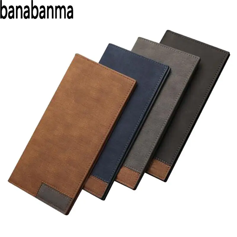 

Banabanma Stylish Wallet Men Canvas Texture Long-Style Wallet Soft Jointing-Cross Money Clip Wallets and Purses Gift ZK20