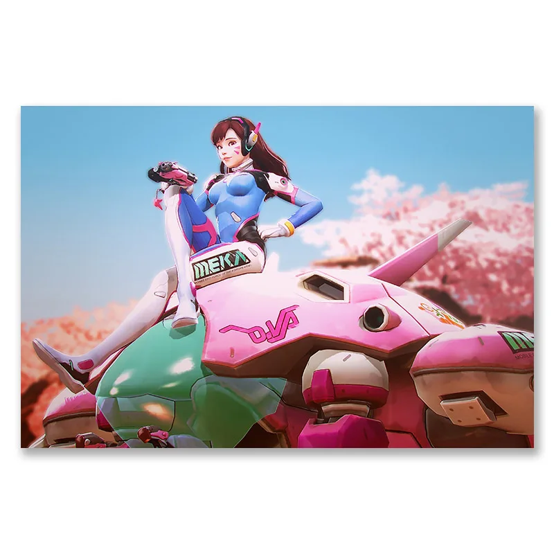 Overwatchs d. va плакат аниме Шелковые Плакаты d. va настенные художественные принты для спальни бескаркасные картины Overwatchs - Цвет: 02