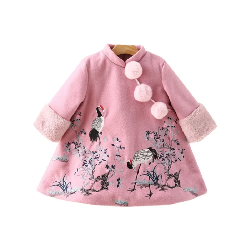 

Princess Girls Dress 2019 Fashion Girl Dress Clothing Cotton Padded Cheongsam Child Dress Warm Embroidery New Year Dress 3-7T