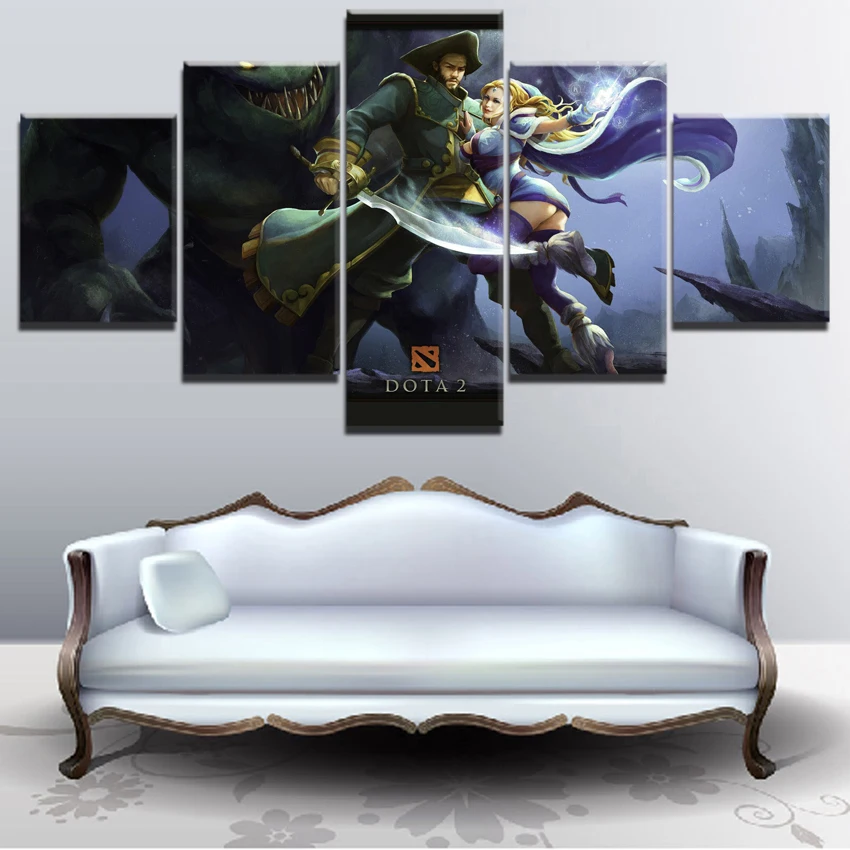  5 Piece DOTA 2 Game Painting Canvas Printed Game Poster HD Print Painting Decorative Picture Home L