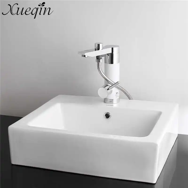 

Bathroom 360 Rotatable Instantly Electric Water Heater Cold/Hot Mixer Tap Deck mounted Basin Faucets Shower Kits Bathtub