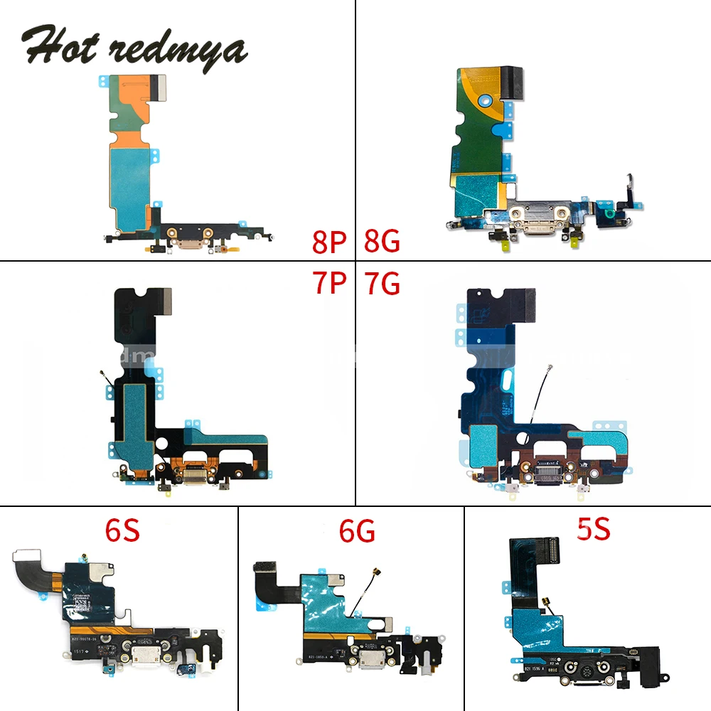 

USB Charger Charging Port Connector With Microphone Earphone Jack Flex Cable Parts For iPhone 5S 6 6S 7 7 Plus 8 8 Plus