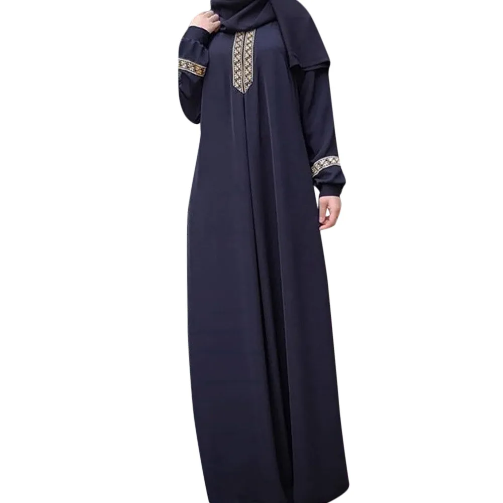 Long Dress Women Plus Size Print Abaya Jilbab Muslim Maxi Dress Casual ...