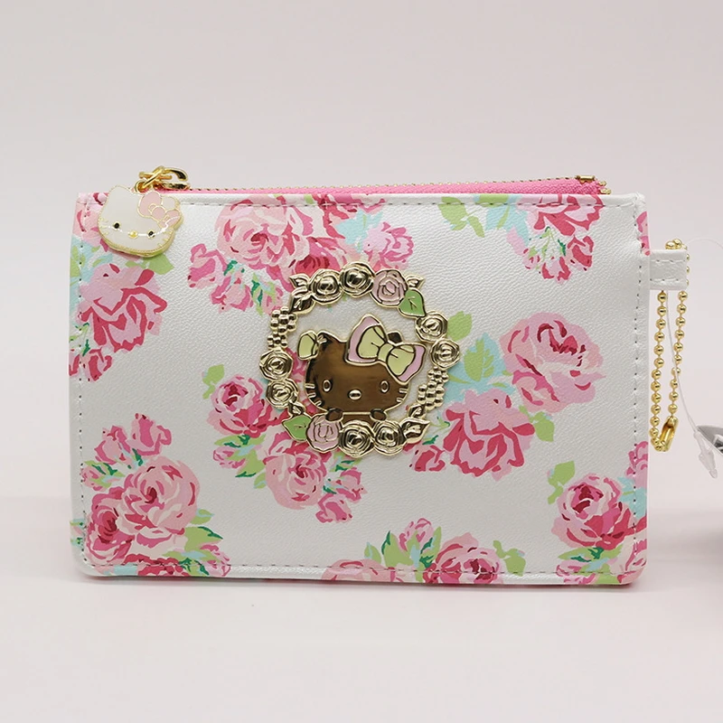

Cartoon coin wallet mini Flower decoration zipper womens wallets and purses Rose Cat Coin Purse High quality PU Waterproof