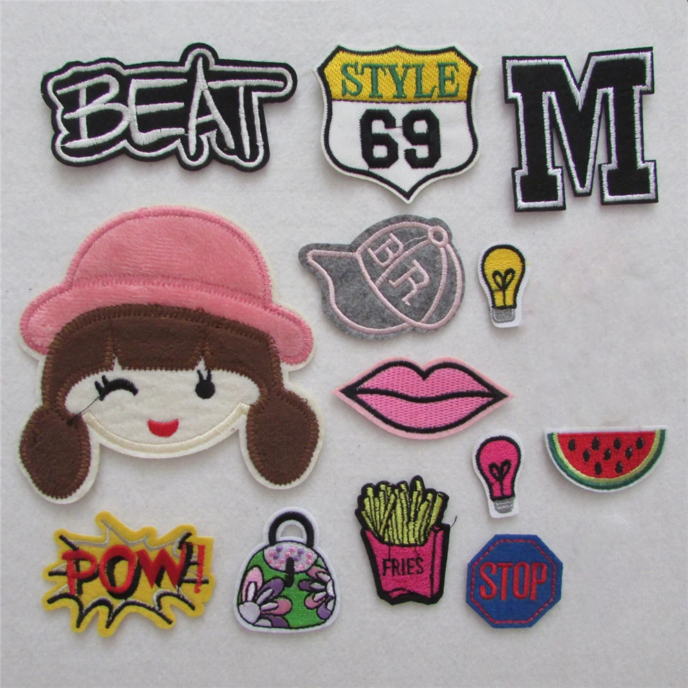 

new arrive 16 kind mixture hot melt adhesive applique embroidery patch DIY clothing accessory patches stripes C963-C982