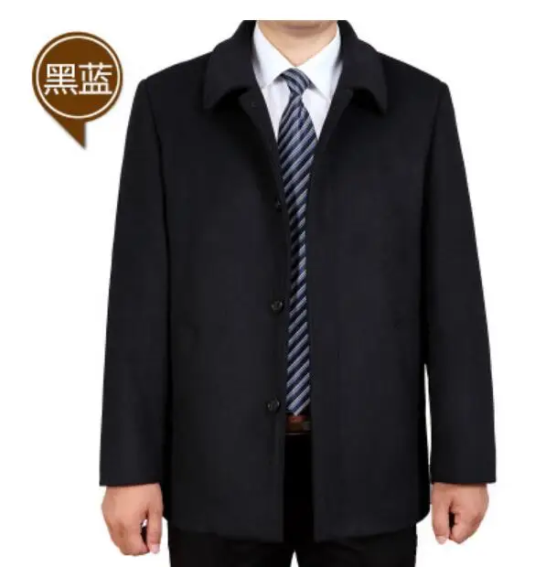 S-4XL, зимний мужской коммерческий кашемировый плащ, утолщенная шерстяная верхняя одежда, пальто, плюс размер, термальный Тренч выше колена - Цвет: blue black