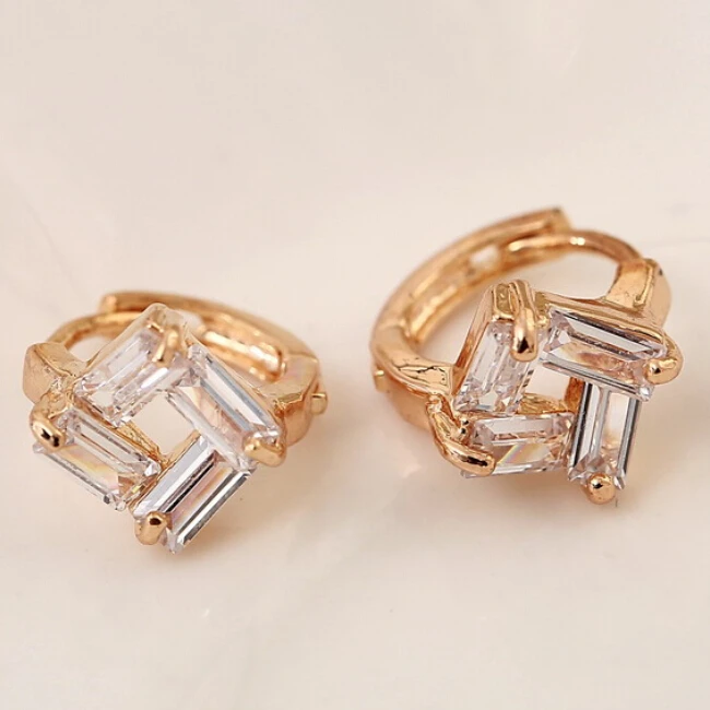 

Hot Sale Fashion Brand Jewelry Women Charm Rose Gold & Silver Colors Hoop Earrings Cubic Zirconia Earrings For Women