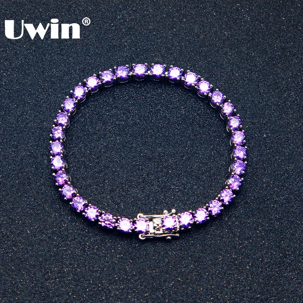 Uwin Purple Aaa Cz Bracelet Gold Silver Color Tennis Cuban Link Uwin Purple Aaa Cz Bracelet Gold Silver