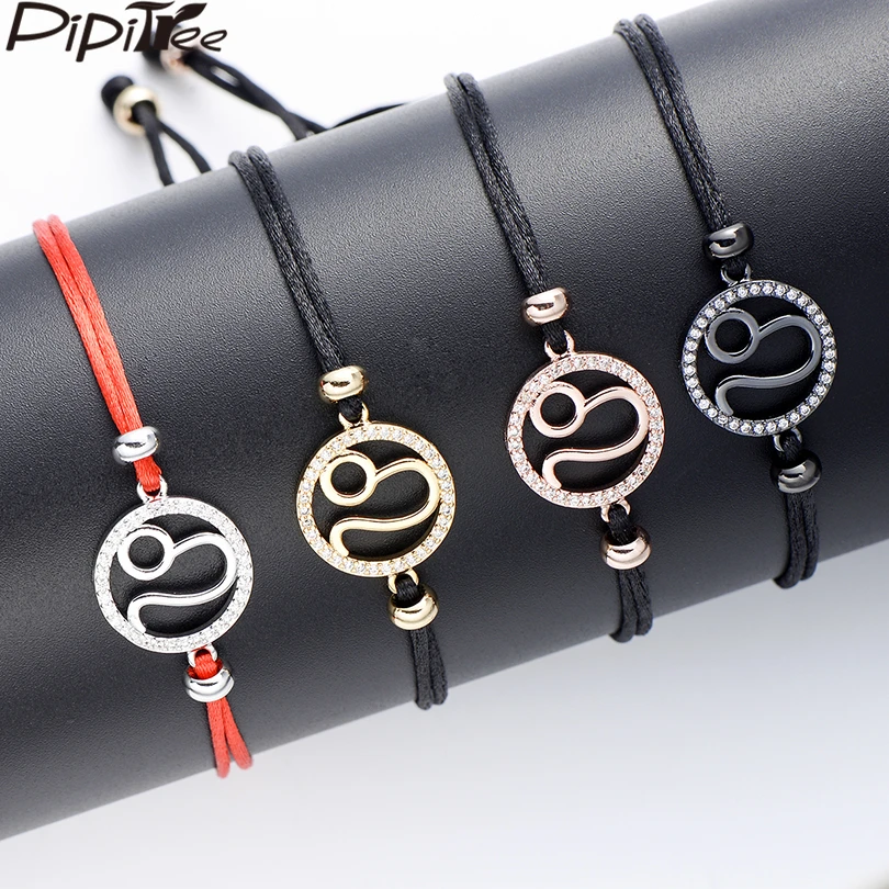 

Pipitree Cubic Zirconia 12 Zodiac Signs Charm Bracelet Constellations Handmade Red String Bracelets for Women Men Birthday Gift