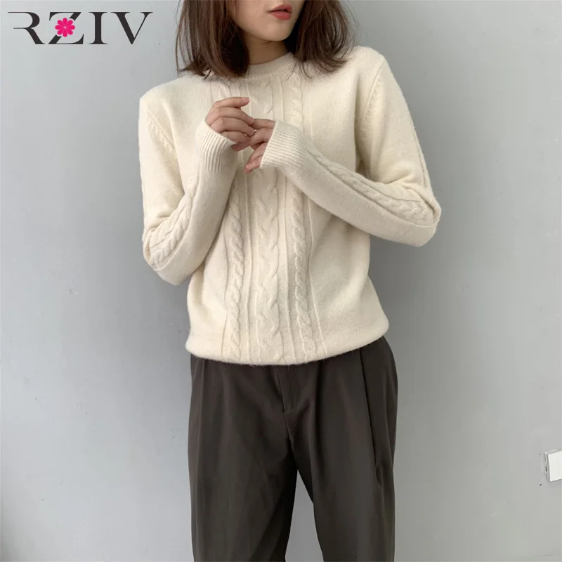 

RZIV Autumn and winter female solid color stand-up collar long-sleeved sweater casual sweater