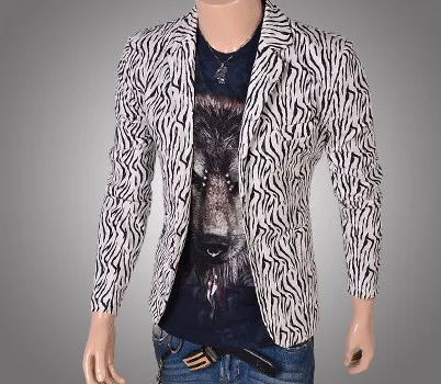 Fashion male suit leopard print mens slim blazer 00 x35-in Blazers from ...