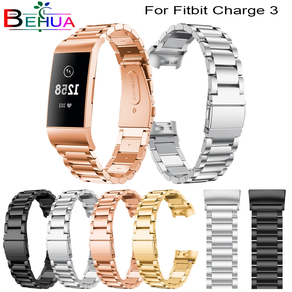The New Stainless Steel Watch band Strap For Fitbit Charge 3 link bracelet Replacement Watchband Charge3 Luxury Band | Наручные часы