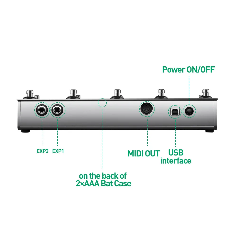 MIDI Commander гитарный Портативный USB Midi контроллер для ног с 10 ножными переключателями 2 гнезда для педалей с эффектом экспрессии 8 предустановками хоста