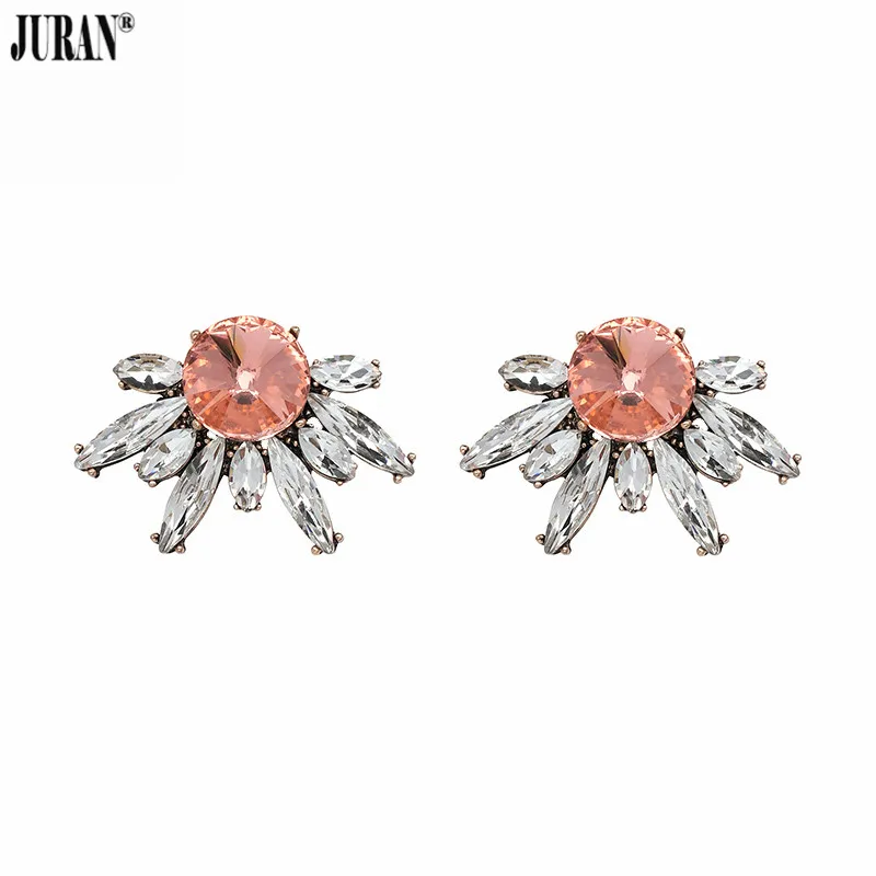 

JURAN Factory Price New Statement Maxi Shiny Crystal Pink Stud Earrings Trendy Simple Earrings Women Gifts Fashion Jewelry