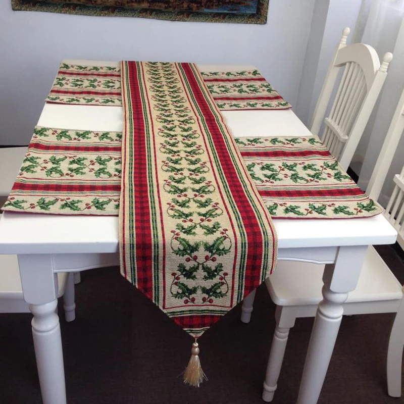 High Grade Table Runner Set Bohemian Style Embroidered Polyester And