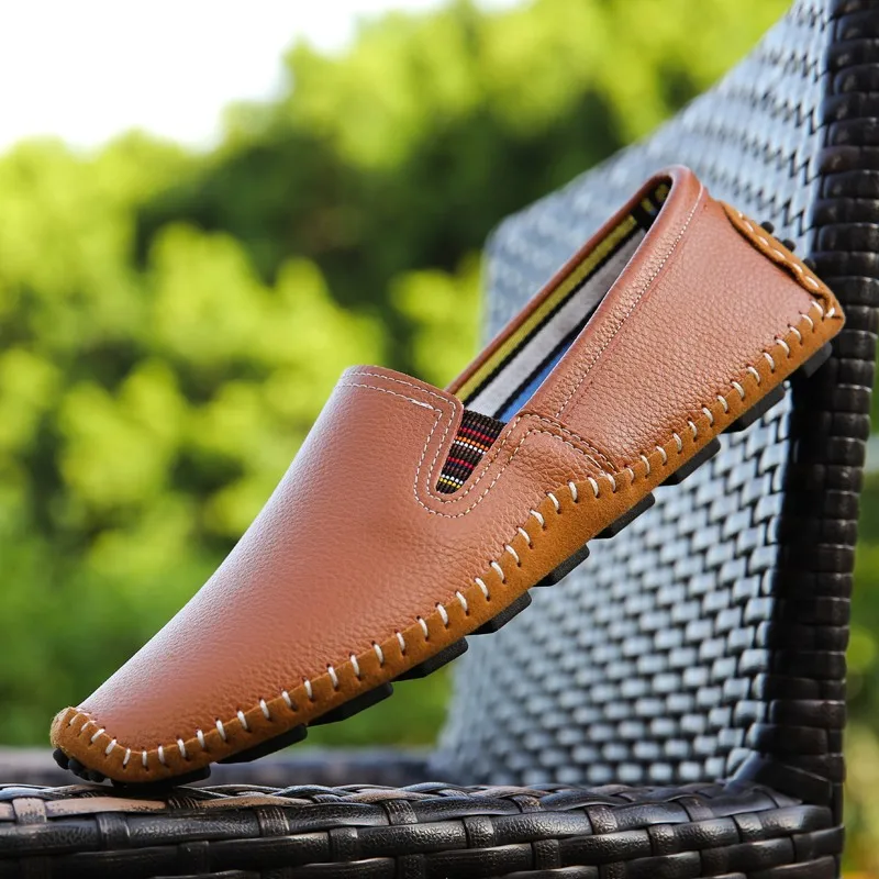 

Men's Driving Shoes 2018 Men Genuine Leather Loafers Shoes Fashion Handmade Soft Breathable Moccasins Flats Slipe On Shoes