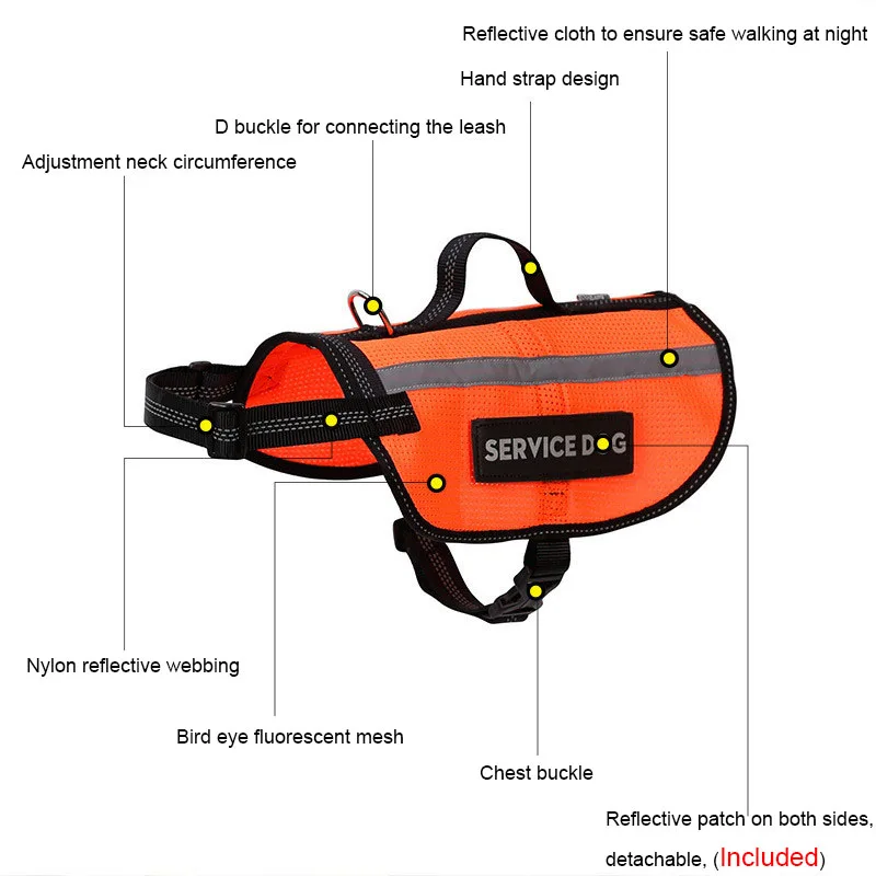 Безопасный светоотражающий жилет для собак, дышащий оранжевый жилет для собак, рабочая одежда, комбинезоны для собак